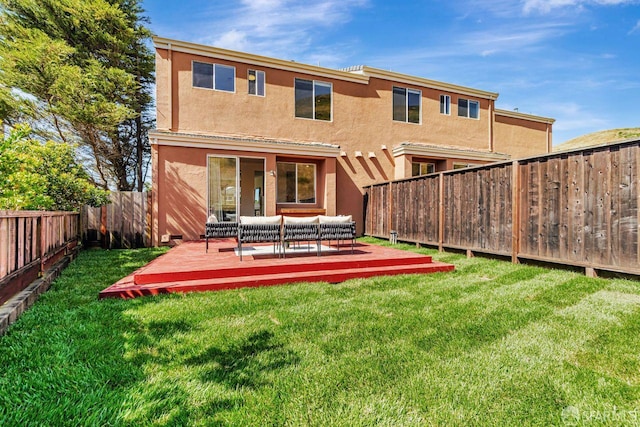 32 Highcrest Ln, South San Francisco, CA 94080 - rear view of property with an outdoor hangout area, stucco siding, and a deck