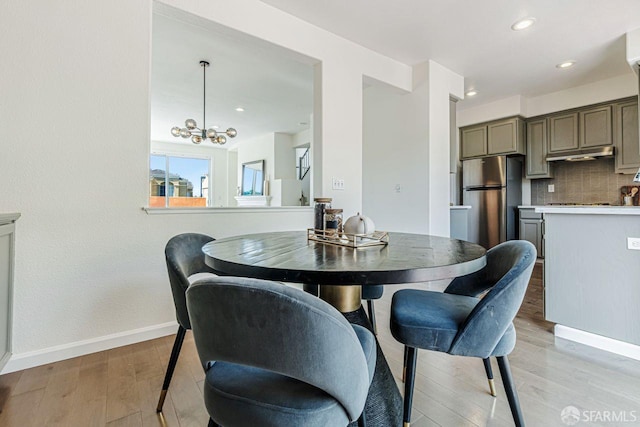 32 Highcrest Ln, South San Francisco, CA 94080 - dining room with light wood-style flooring, baseboards, a chandelier, and recessed lighting