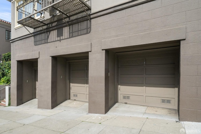 view of garage