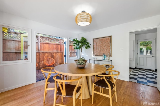 dining room with light hardwood / wood-style floors