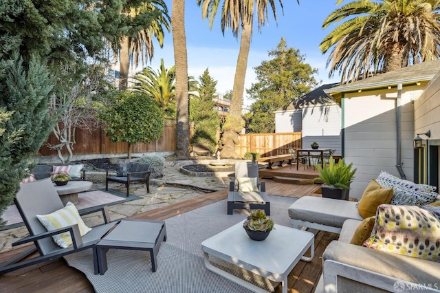 view of patio with a deck and an outdoor hangout area