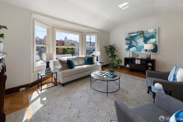 1751 25th Ave, San Francisco, CA 94122 - living area with lofted ceiling and a textured ceiling