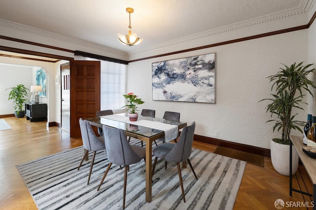 1751 25th Ave, San Francisco, CA 94122 - dining area featuring a chandelier and crown molding