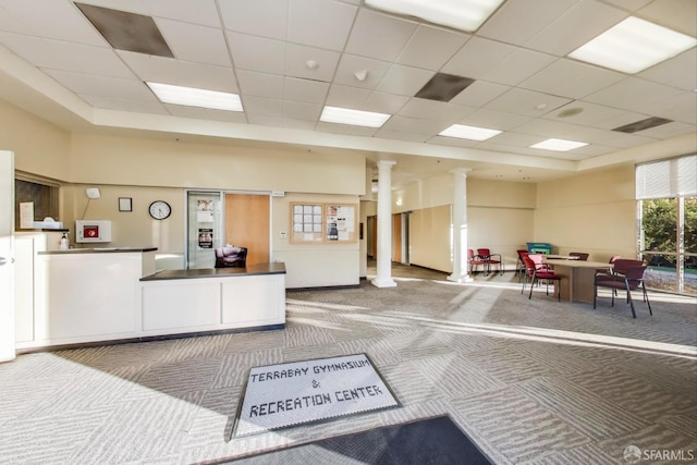 welcome area featuring ornate columns