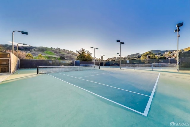 view of sport court featuring a mountain view