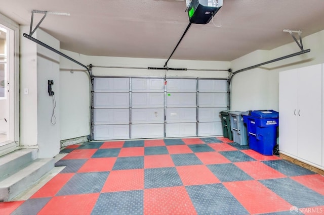 garage with a garage door opener