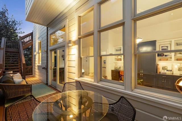 49 Hill St, San Francisco, CA 94110 - view of patio with stairs and outdoor dining area