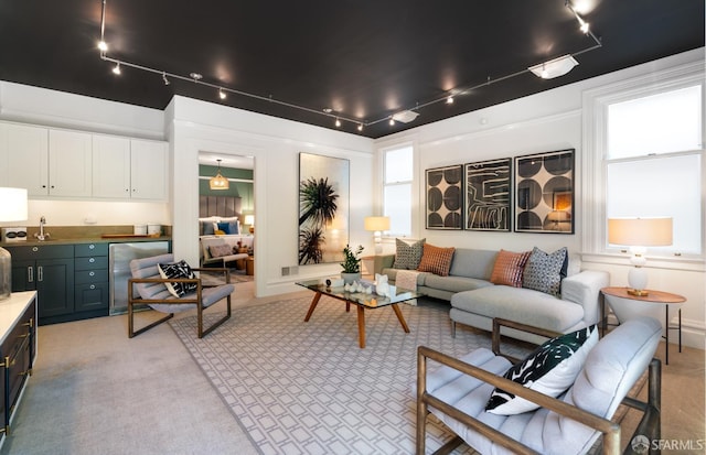 49 Hill St, San Francisco, CA 94110 - living room with rail lighting and light colored carpet