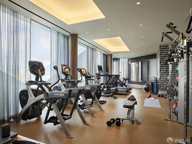 workout area with a wealth of natural light