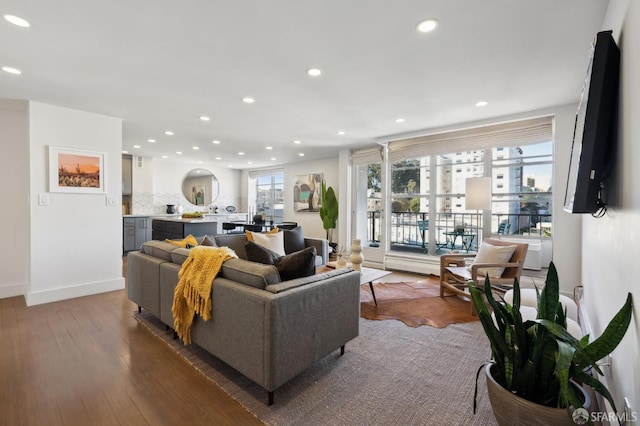 living room with hardwood / wood-style floors