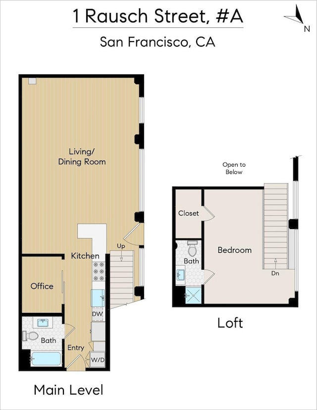 1 Rausch St Unit A, San Francisco, CA 94103 - view of floor plan / room layout
