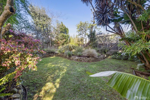 view of yard with fence