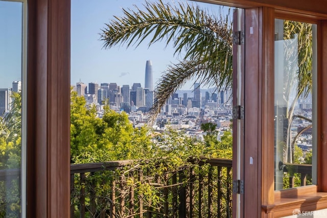 balcony with a view of city