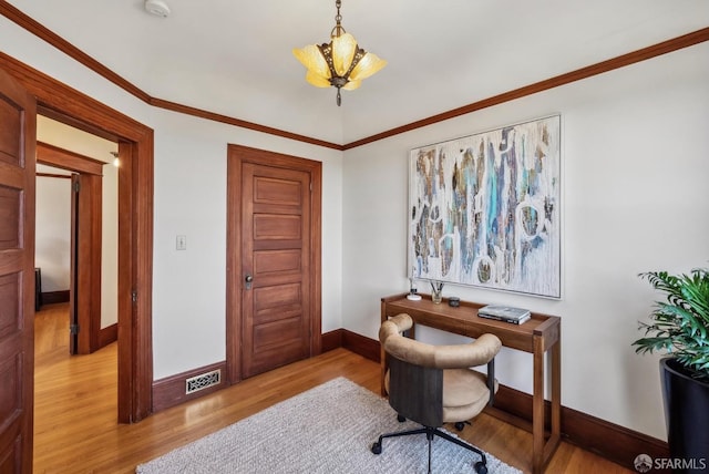 4020 20th St, San Francisco, CA 94114 - office featuring light wood-style flooring, baseboards, and ornamental molding