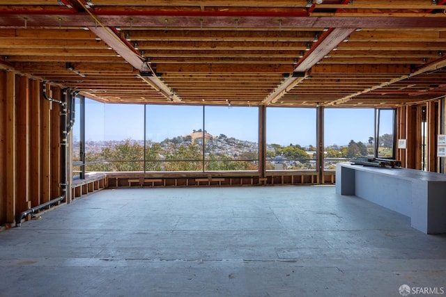 view of patio with a mountain view