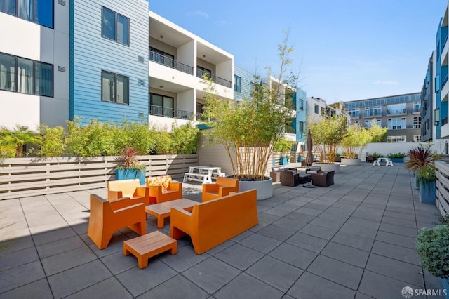 view of patio featuring an outdoor living space