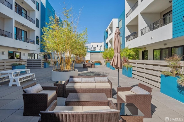 view of patio / terrace with an outdoor living space