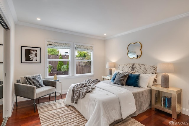 20 Marietta Dr, San Francisco, CA 94127 - bedroom featuring crown molding, dark wood-style flooring, baseboards, and recessed lighting