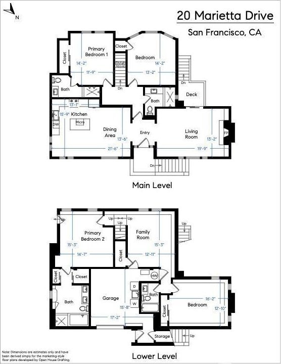 20 Marietta Dr, San Francisco, CA 94127 - floor plan / room layout