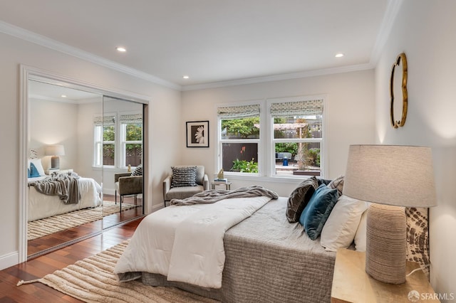 20 Marietta Dr, San Francisco, CA 94127 - bedroom featuring a closet, wood-type flooring, recessed lighting, ornamental molding, and baseboards