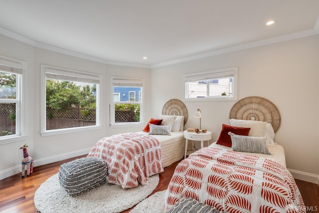20 Marietta Dr, San Francisco, CA 94127 - bedroom with multiple windows, crown molding, baseboards, wood finished floors, and recessed lighting