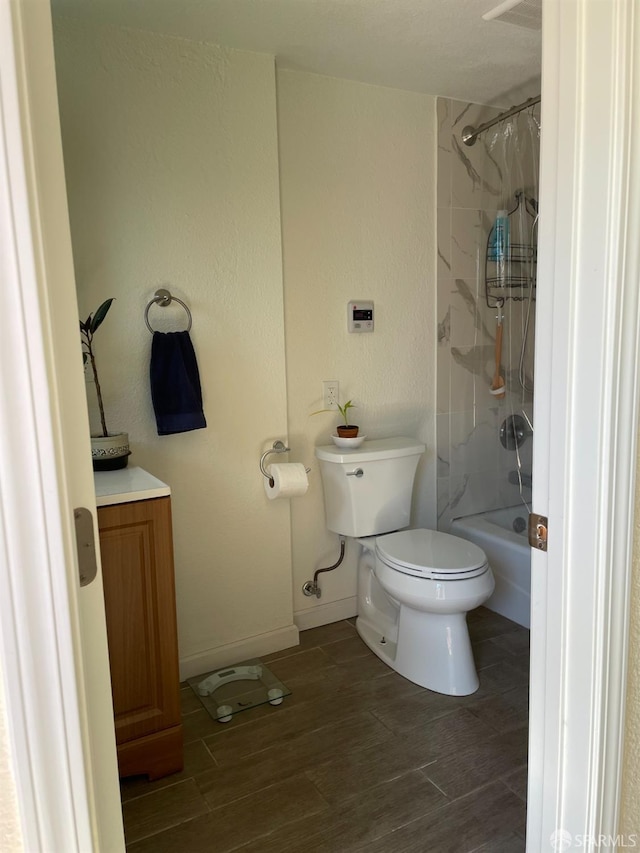 21723 Ada St, Castro Valley, CA 94546 - full bath featuring toilet, bathtub / shower combination, vanity, and wood finished floors