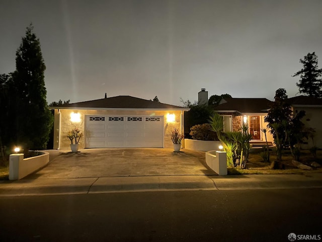 21723 Ada St, Castro Valley, CA 94546 - single story home featuring concrete driveway, a garage, and a chimney