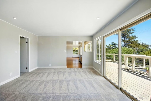 1685 Bay Flat Rd, Bodega Bay, CA 94923 - spare room featuring light colored carpet, baseboards, and recessed lighting