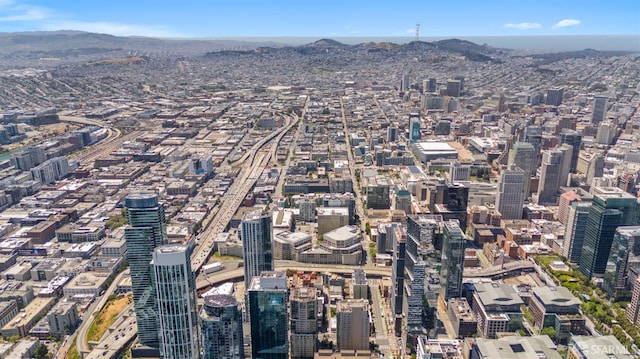 333 1st St Unit N1404, San Francisco, CA 94105 - aerial view of property's location with a mountainous background and nearby urban area
