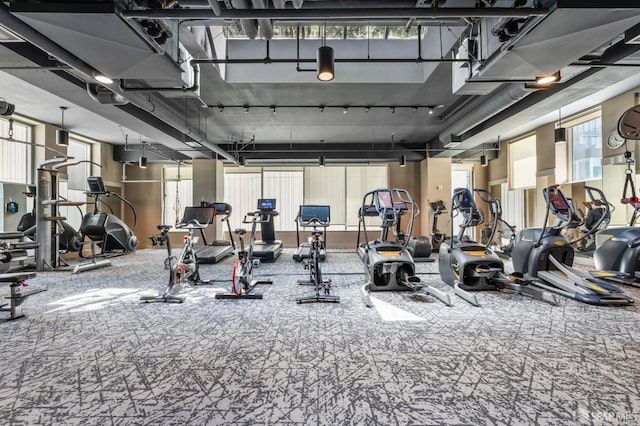333 1st St Unit N1404, San Francisco, CA 94105 - workout area featuring carpet floors and healthy amount of natural light