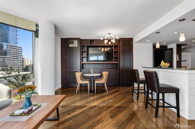 333 1st St Unit N1404, San Francisco, CA 94105 - dining area with wood finished floors and a chandelier