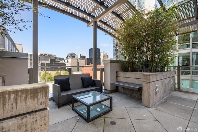 333 1st St Unit N1404, San Francisco, CA 94105 - view of patio / terrace featuring a pergola, an outdoor hangout area, and a view of city