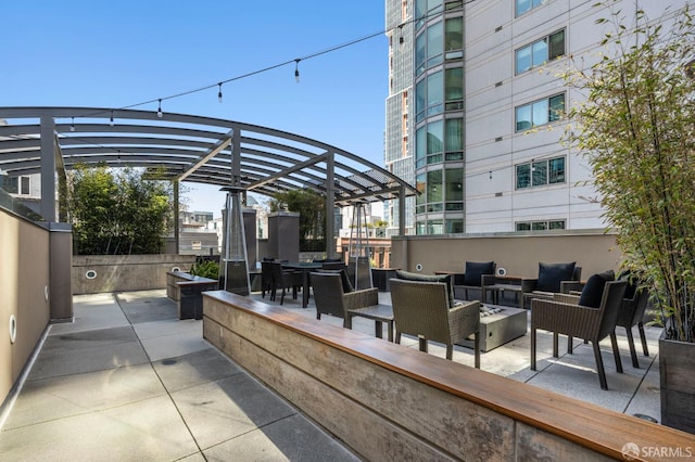 333 1st St Unit N1404, San Francisco, CA 94105 - view of patio / terrace featuring a pergola, an outdoor hangout area, and outdoor dining area