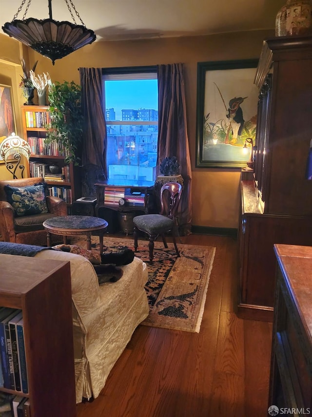 living area with wood finished floors