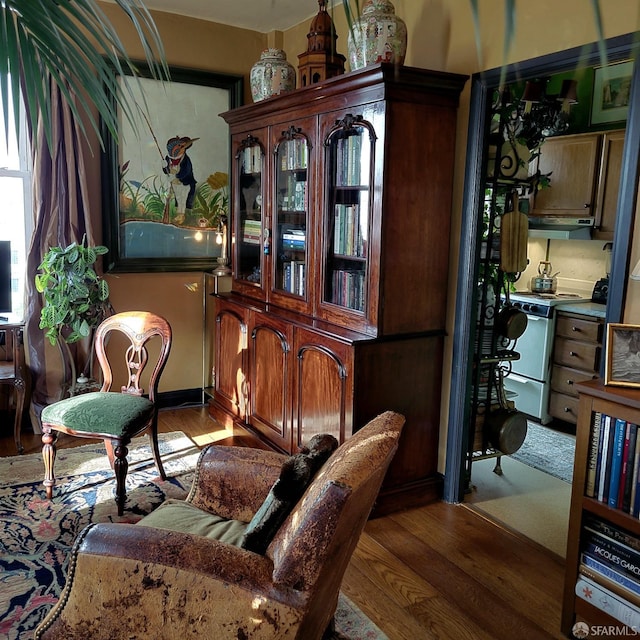 sitting room featuring wood finished floors