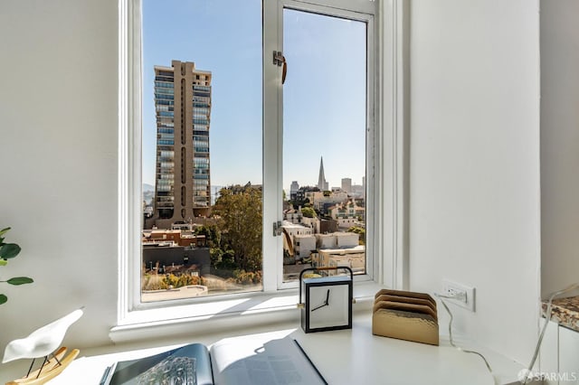 doorway featuring a view of city