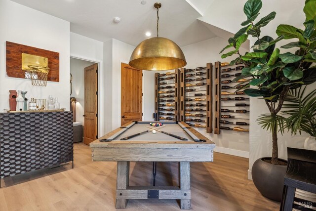 recreation room featuring billiards and wood finished floors