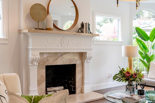 192 Yerba Buena Ave, San Francisco, CA 94127 - living room with a fireplace, wood finished floors, baseboards, and healthy amount of natural light