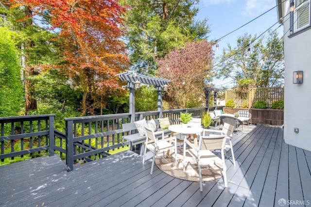192 Yerba Buena Ave, San Francisco, CA 94127 - wooden terrace with a pergola, outdoor lounge area, and outdoor dining space
