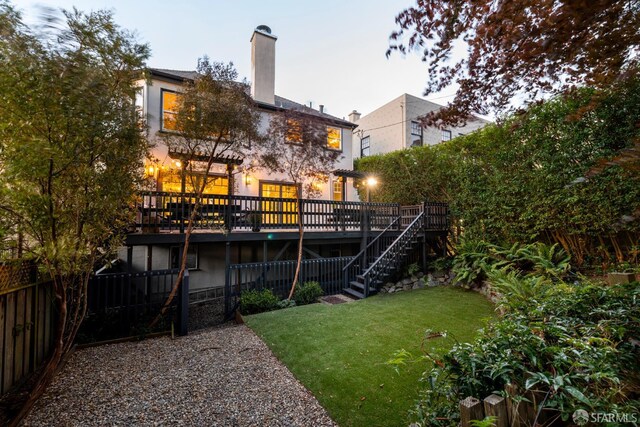 192 Yerba Buena Ave, San Francisco, CA 94127 - back of house featuring a deck, stairway, a chimney, and stucco siding