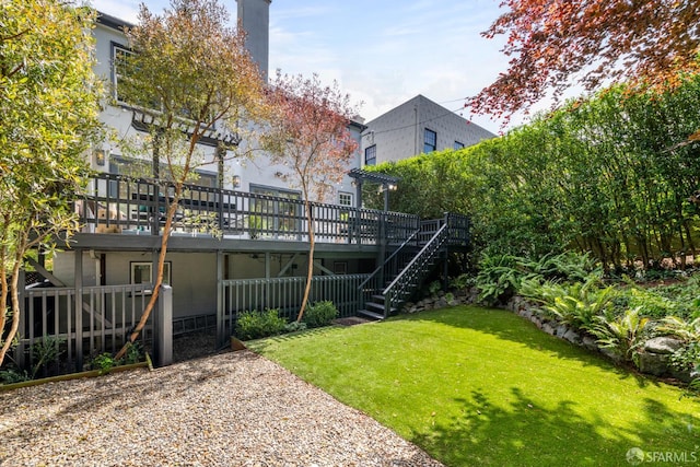 192 Yerba Buena Ave, San Francisco, CA 94127 - back of house featuring a wooden deck, stairs, and a chimney