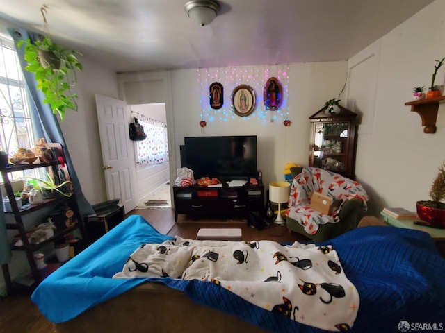 bedroom with hardwood / wood-style floors