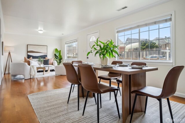 212 Kavanaugh Way, Pacifica, CA 94044 - dining space featuring ornamental molding and wood finished floors