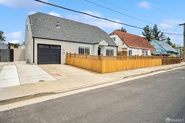 212 Kavanaugh Way, Pacifica, CA 94044 - view of front of house with a shingled roof, a fenced front yard, driveway, and stucco siding