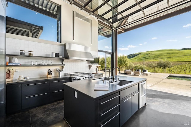 view of patio with a sink and area for grilling