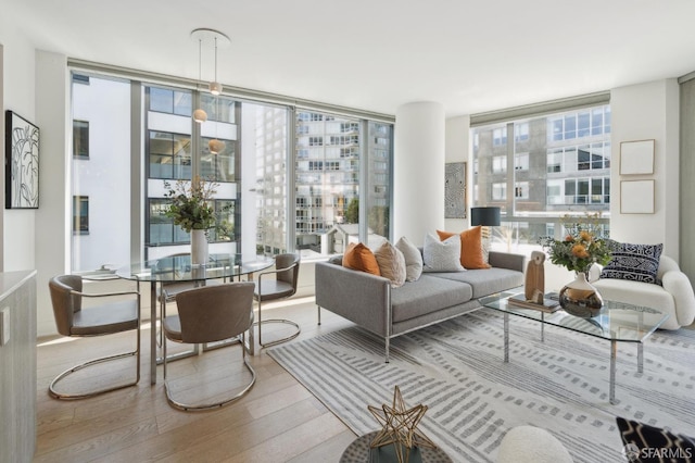 333 Beale St Unit 7G, San Francisco, CA 94105 - living room featuring wood finished floors and expansive windows