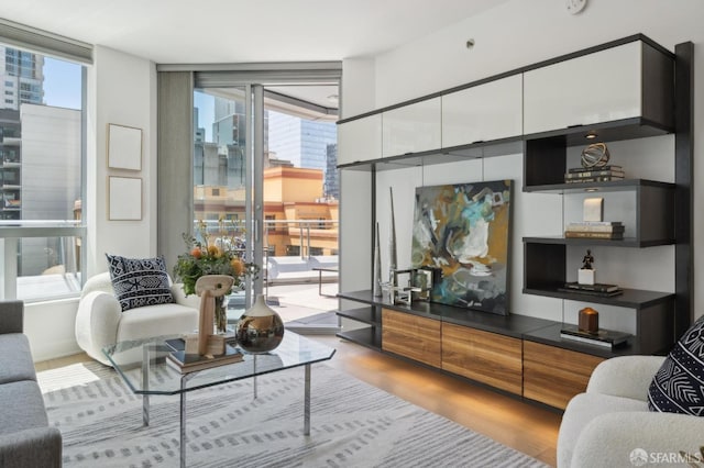333 Beale St Unit 7G, San Francisco, CA 94105 - living room with floor to ceiling windows and wood finished floors