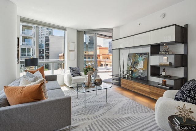 333 Beale St Unit 7G, San Francisco, CA 94105 - living area featuring expansive windows and wood finished floors