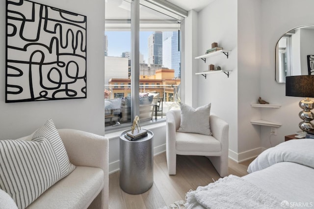 333 Beale St Unit 7G, San Francisco, CA 94105 - interior space with baseboards, a city view, and wood finished floors