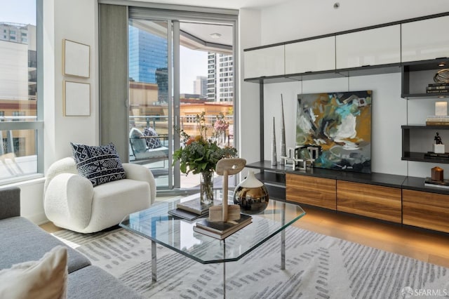 333 Beale St Unit 7G, San Francisco, CA 94105 - living area featuring a city view and wood finished floors